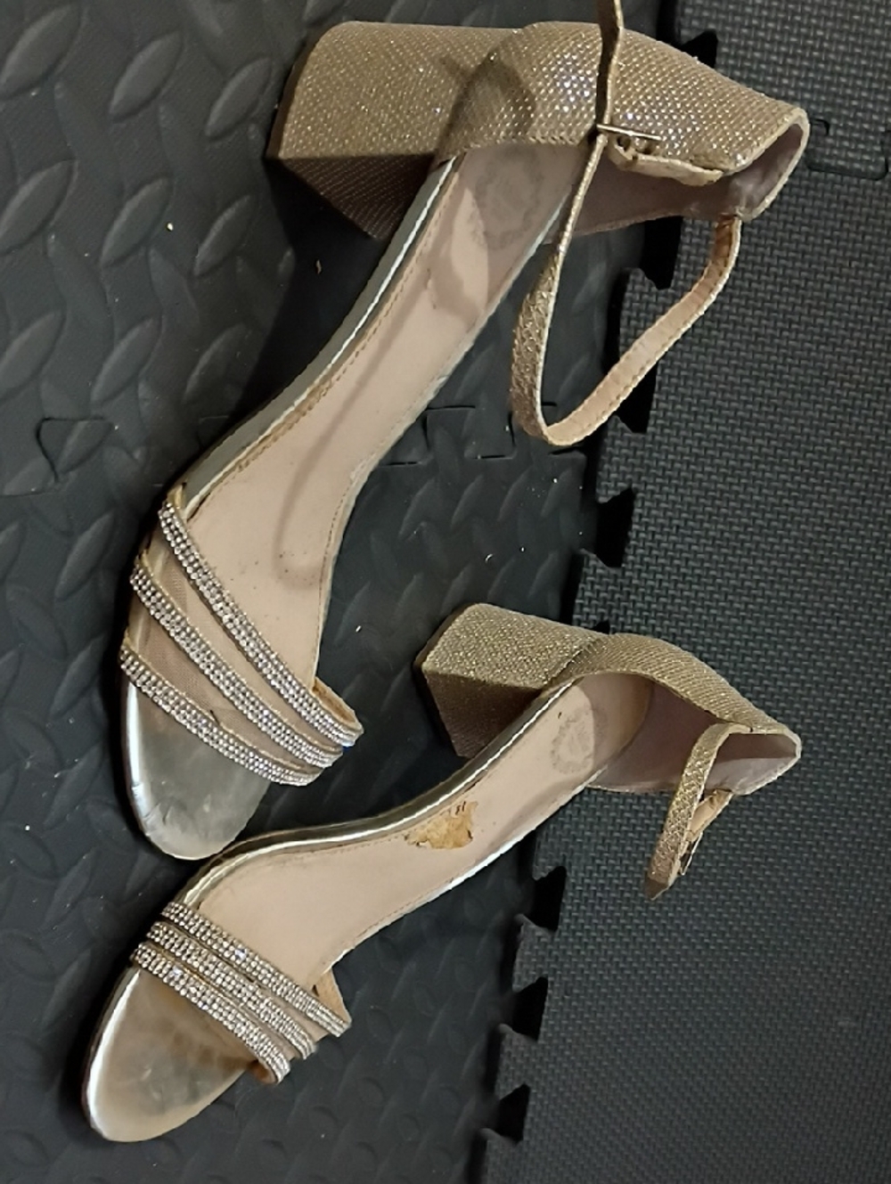 I Miller Gold Block Heel Ankle-Strap Sandals - Women
